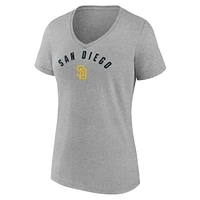 Women's Fanatics  Gray San Diego Padres V-Neck T-Shirt