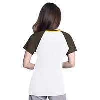Women's G-III 4Her by Carl Banks  White/Brown San Diego Padres Ball Park Raglan V-Neck T-Shirt