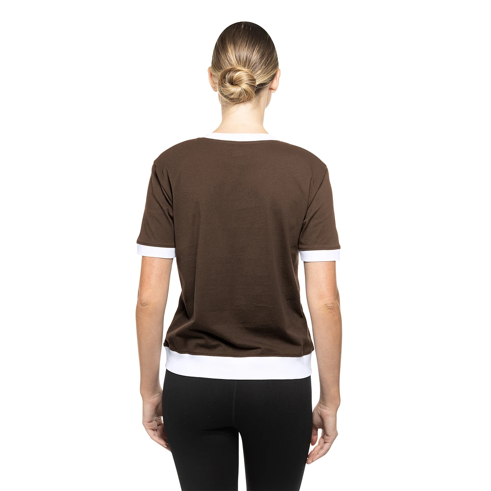 Women's New Era  Brown San Diego Padres Game Day Rhinestone V-Neck T-Shirt