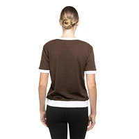 Women's New Era  Brown San Diego Padres Game Day Rhinestone V-Neck T-Shirt