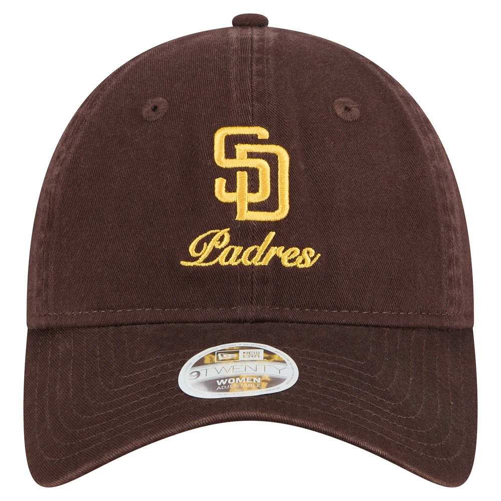 Women's New Era  Brown San Diego Padres Preppy Team 9TWENTY Adjustable Hat