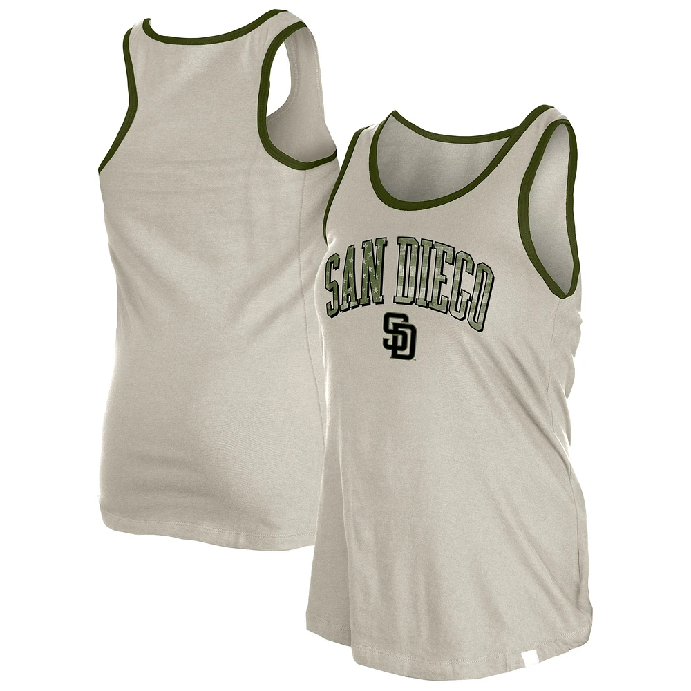 Women's New Era  Cream San Diego Padres Armed Forces Tank Top