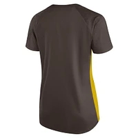 T-shirt à col en V raglan pailleté grande taille pour femme, marron, des Padres de San Diego