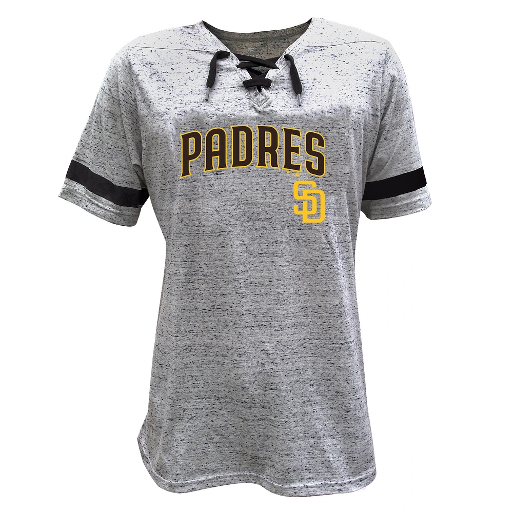 Women's Profile Heather Gray San Diego Padres Lace-Up Fleck T-Shirt