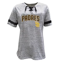 Women's Profile Heather Gray San Diego Padres Lace-Up Fleck T-Shirt
