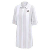 Women's Tommy Bahama  Khaki San Diego Padres Rugby Beach Boyfriend Full-Button Top