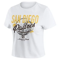 Women's WEAR by Erin Andrews  White San Diego Padres Distressed Cropped Baby T-Shirt
