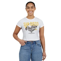 Women's WEAR by Erin Andrews  White San Diego Padres Distressed Cropped Baby T-Shirt