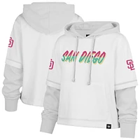 Sweat à capuche court City Connect blanc 47 pour femme, San Diego Padres