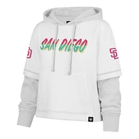 Sweat à capuche court City Connect blanc 47 pour femme, San Diego Padres