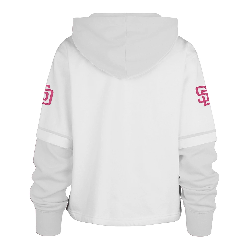 Sweat à capuche court City Connect blanc 47 pour femme, San Diego Padres