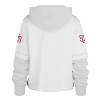 Sweat à capuche court City Connect blanc 47 pour femme, San Diego Padres