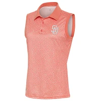 Women's Antigua  Coral San Diego Padres Tonal Sleeveless Approach Polo