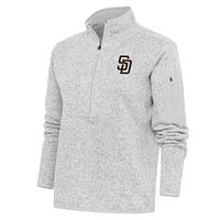 Veste à enfiler zippée quart de tour avec logo Fortune des Padres San Diego pour femme, gris chiné, Antigua