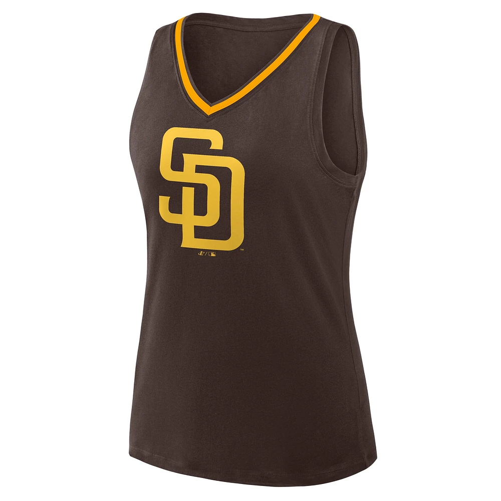 Débardeur marron à col en V pour femme, motif Stellar Win des Padres de San Diego