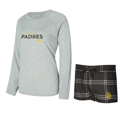 Women's Concepts Sport San Diego Padres Petition Long Sleeve Top and Short Set