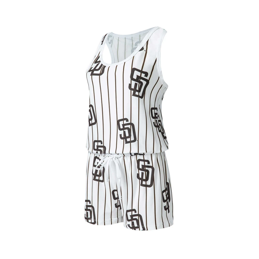 Women's Concepts Sport White San Diego Padres Reel Pinstripe Knit Romper