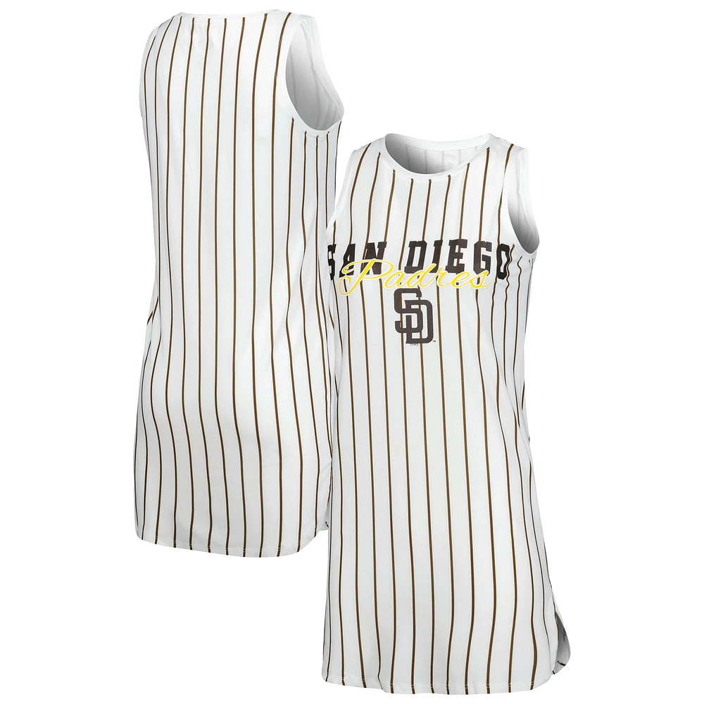 Concepts Sport - Chemise de nuit sans manches en tricot à fines rayures San Diego Padres Reel pour femme, blanc