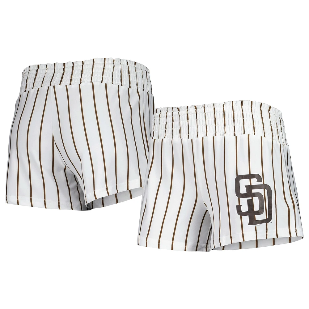 Women's Concepts Sport White San Diego Padres Reel Pinstripe Sleep Shorts