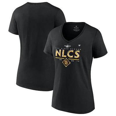 Fanatics pour femmes noir San Diego Padres 2022 Division Series Winner Locker Room T-shirt à col en V grande taille