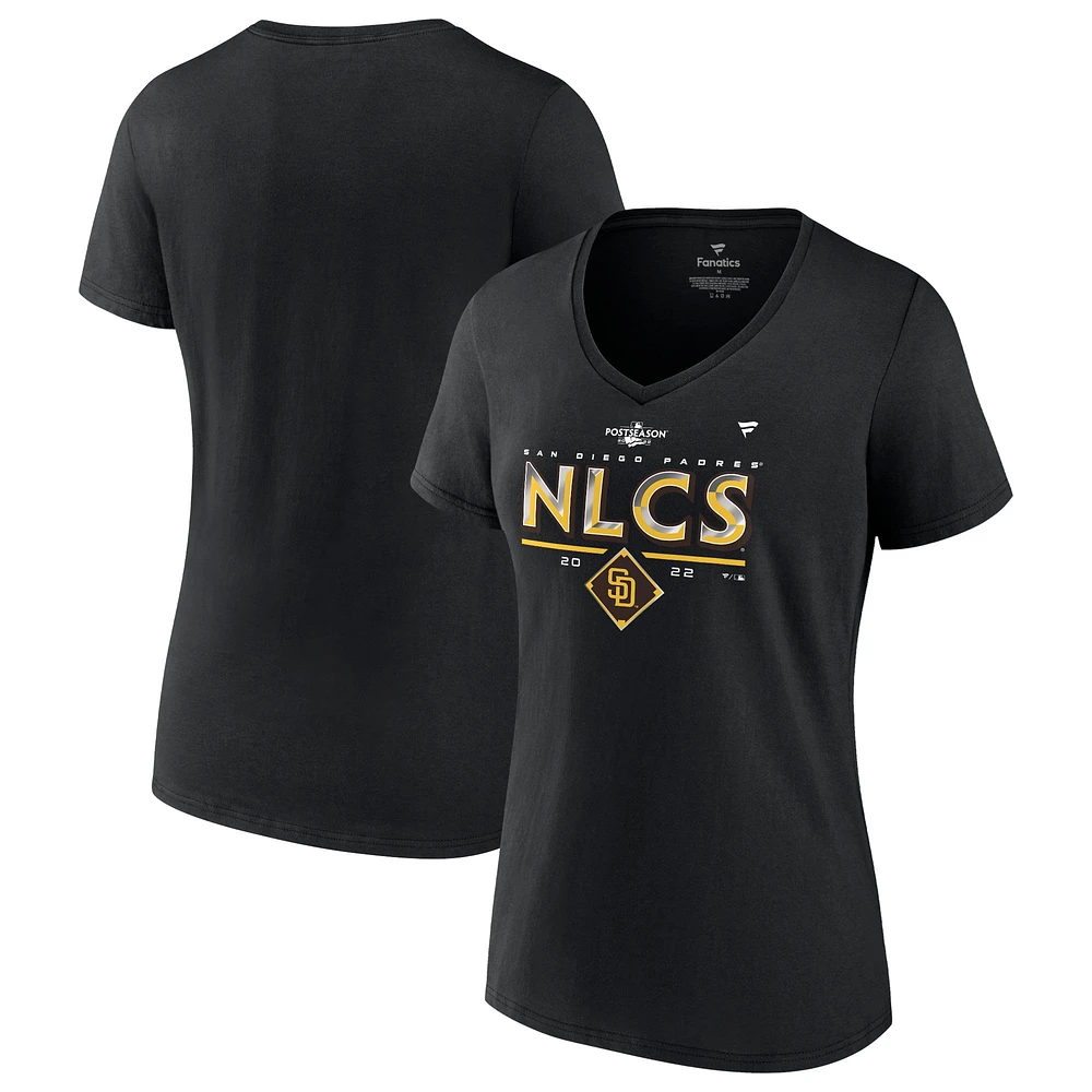 Fanatics pour femmes noir San Diego Padres 2022 Division Series Winner Locker Room T-shirt à col en V