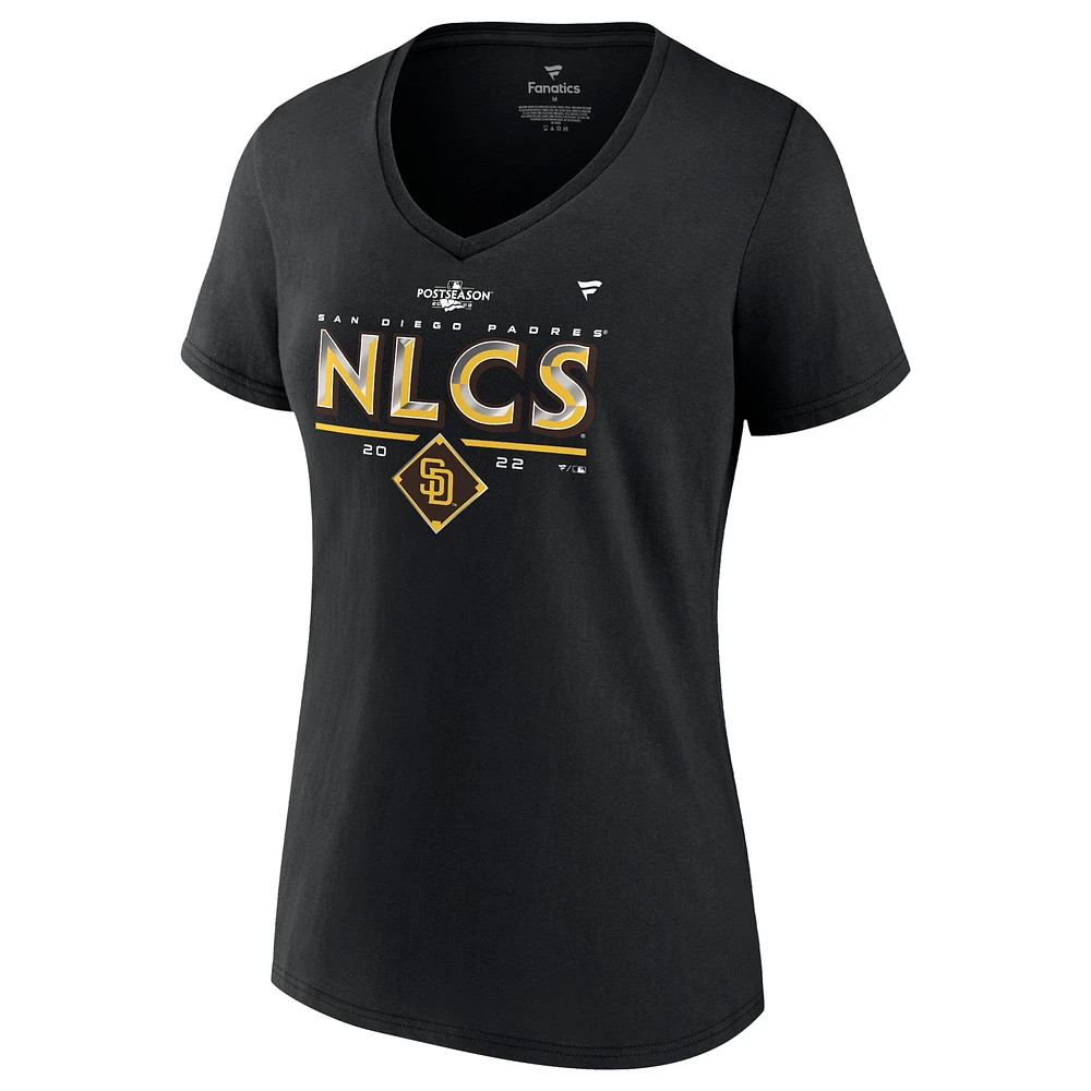 Fanatics pour femmes noir San Diego Padres 2022 Division Series Winner Locker Room T-shirt à col en V