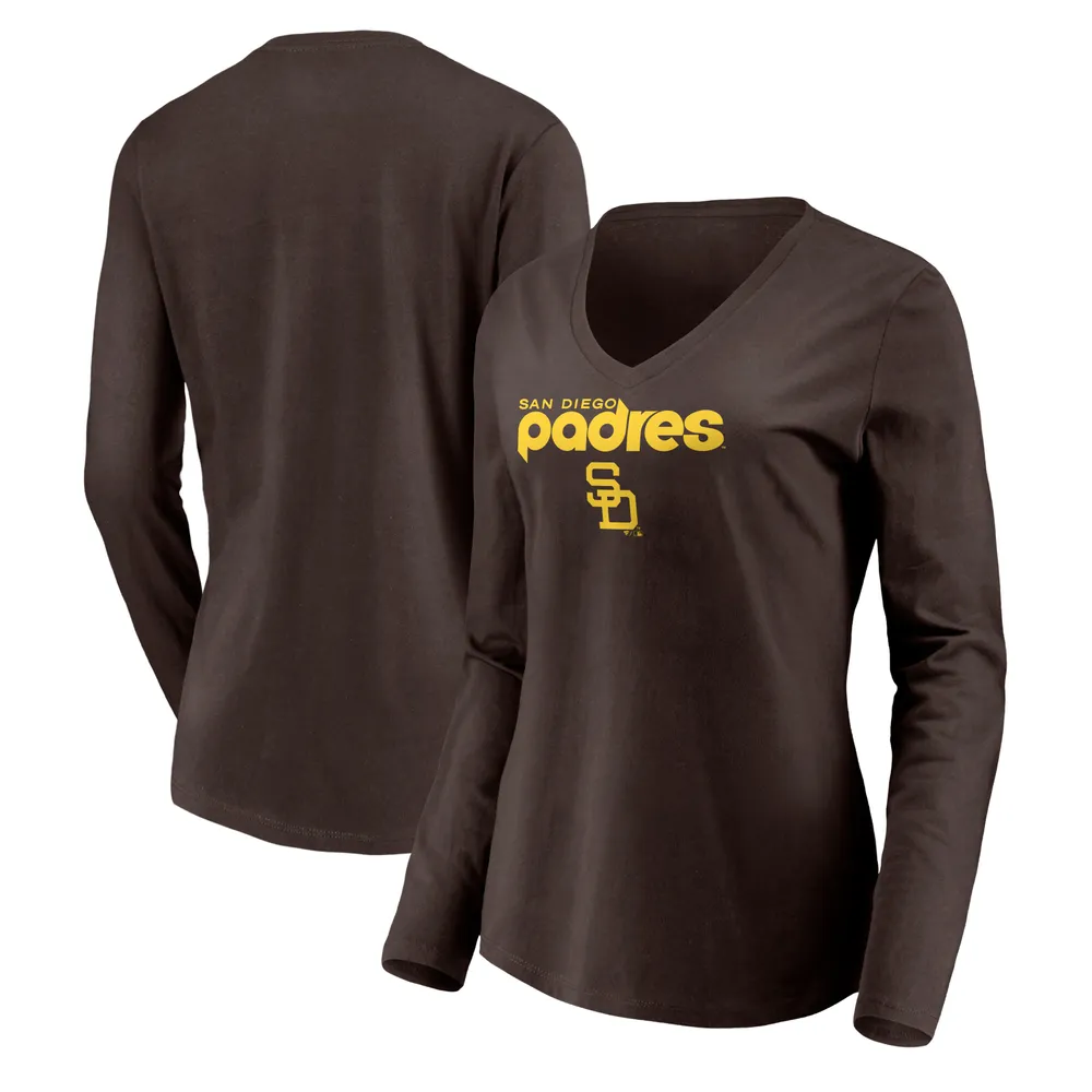 Lids San Diego Padres Fanatics Branded Women's Cooperstown Collection  Wahconah Long Sleeve V-Neck T-Shirt - Brown