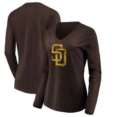 San Diego Padres Fanatics Branded Women's Core Distressed Team Long Sleeve T-Shirt - Brown