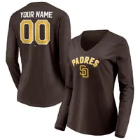 Women's San Diego Padres Fanatics Branded Brown Team Lockup Long Sleeve  V-Neck T-Shirt