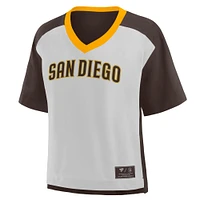 Women's Fanatics Brown/Graphite San Diego Padres Oversized Race To Win V-Neck T-Shirt