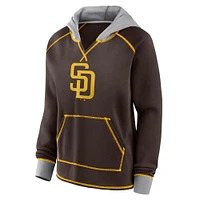 Women's Fanatics Brown San Diego Padres Boom Fleece Pullover V-Neck Hoodie