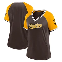 Women's Fanatics Brown San Diego Padres Glitz & Glam League Diva Raglan V-Neck T-Shirt