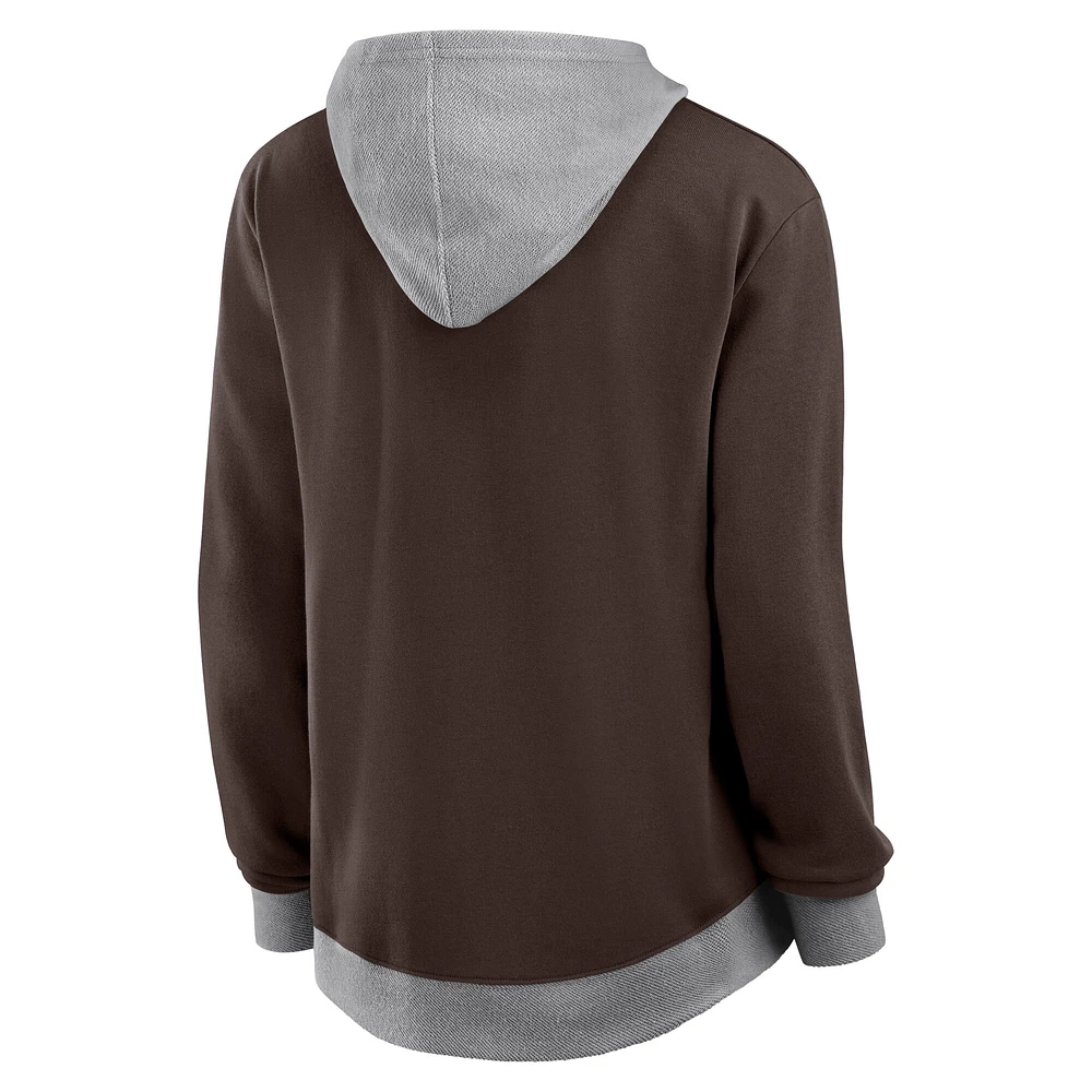 Sweat à capuche zippé en French Terry marron San Diego Padres Hit It Fanatics pour femme