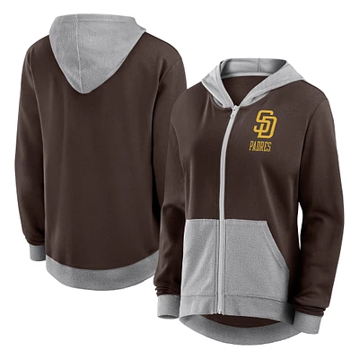 Women's Fanatics  Brown San Diego Padres Hit It French Terry Full-Zip Hoodie