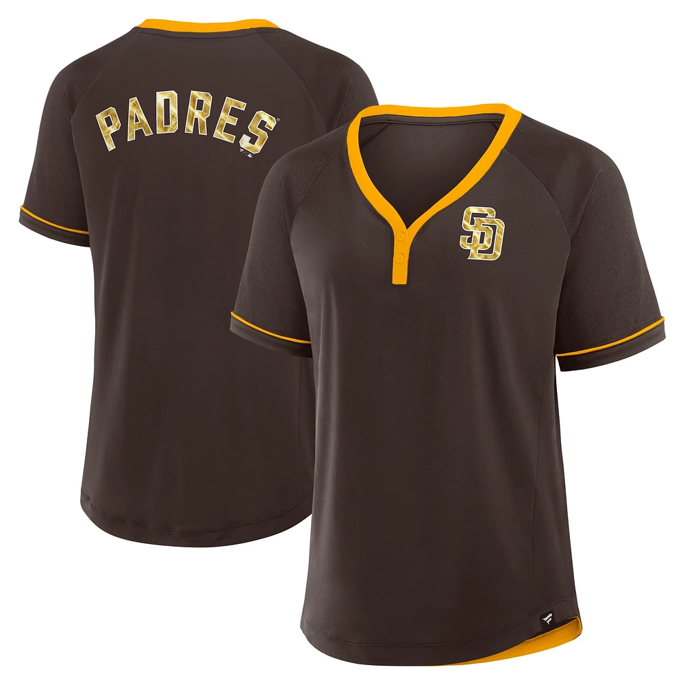 T-shirt col en V raglan Diva Star de la ligue des Padres San Diego pour femmes Fanatics Brown