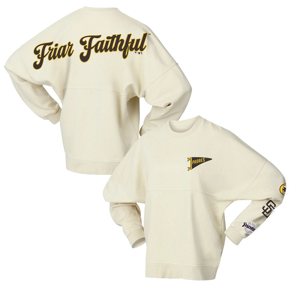 Women's Fanatics Tan San Diego Padres Pennant Flag Branded Fleece Pullover Sweatshirt