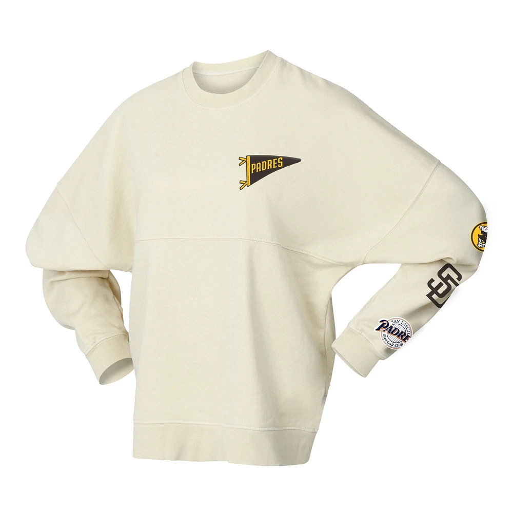 Women's Fanatics Tan San Diego Padres Pennant Flag Branded Fleece Pullover Sweatshirt