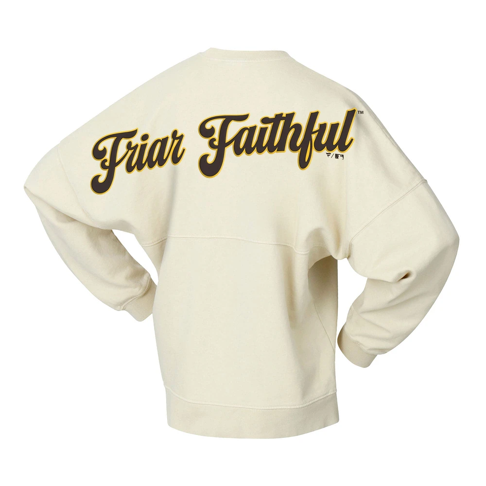 Women's Fanatics Tan San Diego Padres Pennant Flag Branded Fleece Pullover Sweatshirt