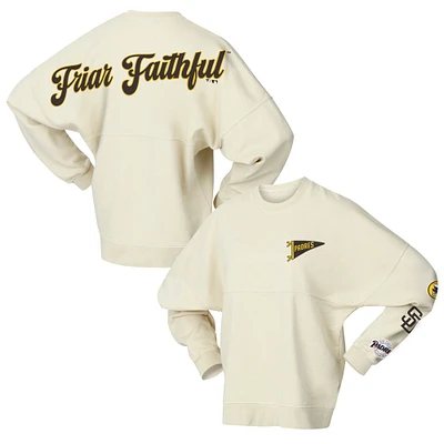 Women's Fanatics Tan San Diego Padres Pennant Flag Branded Fleece Pullover Sweatshirt