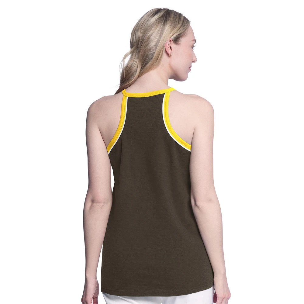 Women's G-III 4Her by Carl Banks Brown San Diego Padres Curveball Racerback Tank Top