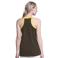 Women's G-III 4Her by Carl Banks Brown San Diego Padres Curveball Racerback Tank Top