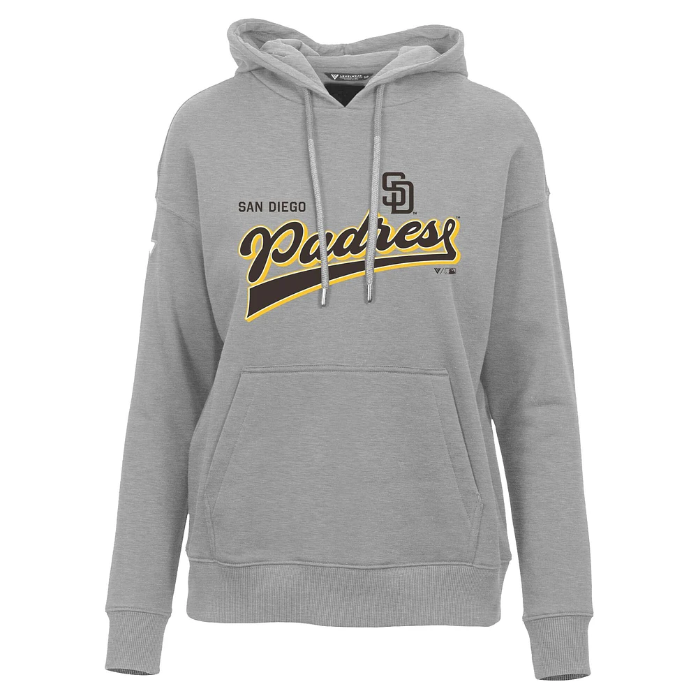 Women's Levelwear  Gray San Diego Padres Adorn Retro Team 2.0 Pullover Hoodie