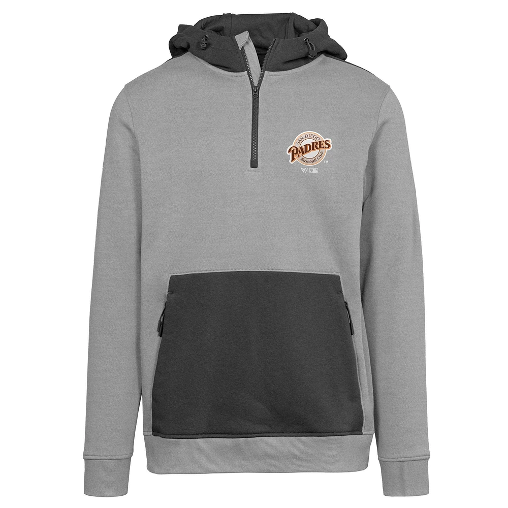 Sweat à capuche zippé quart de tour avec logo Chicane Core la collection Cooperstown des Padres San Diego pour femme Levelwear, gris