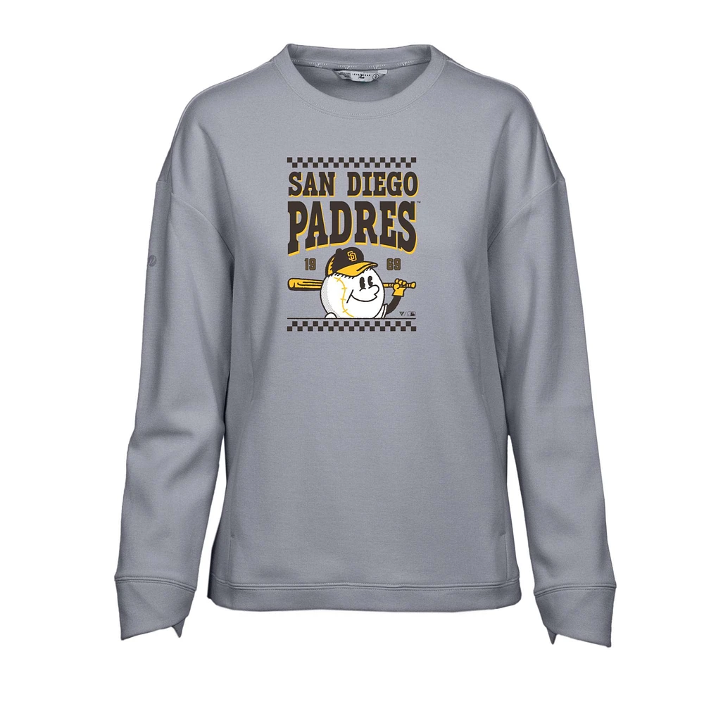 Women's Levelwear Gray San Diego Padres Fiona Inaugural Pullover Sweatshirt