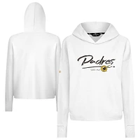 Women's Levelwear White San Diego Padres Accolade Sweet Express Cropped Tri-Blend Pullover Hoodie