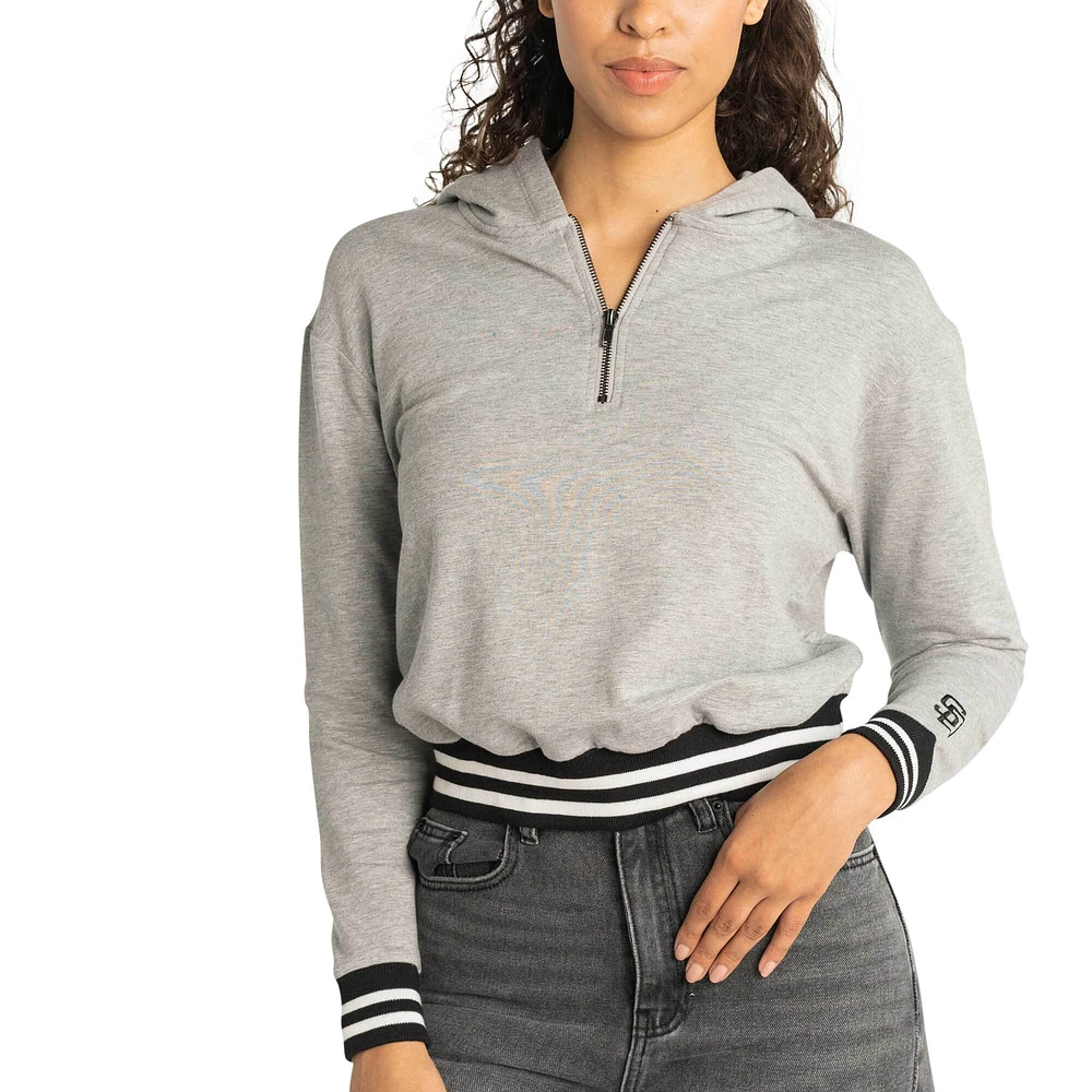 Sweat à capuche gris Lusso San Diego Padres Magnolia trois quarts zippé pour femme