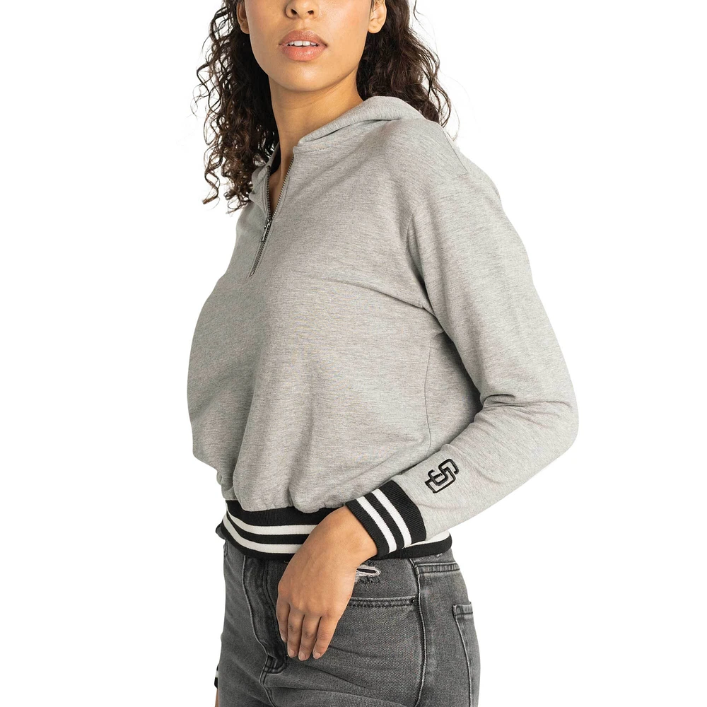 Sweat à capuche gris Lusso San Diego Padres Magnolia trois quarts zippé pour femme