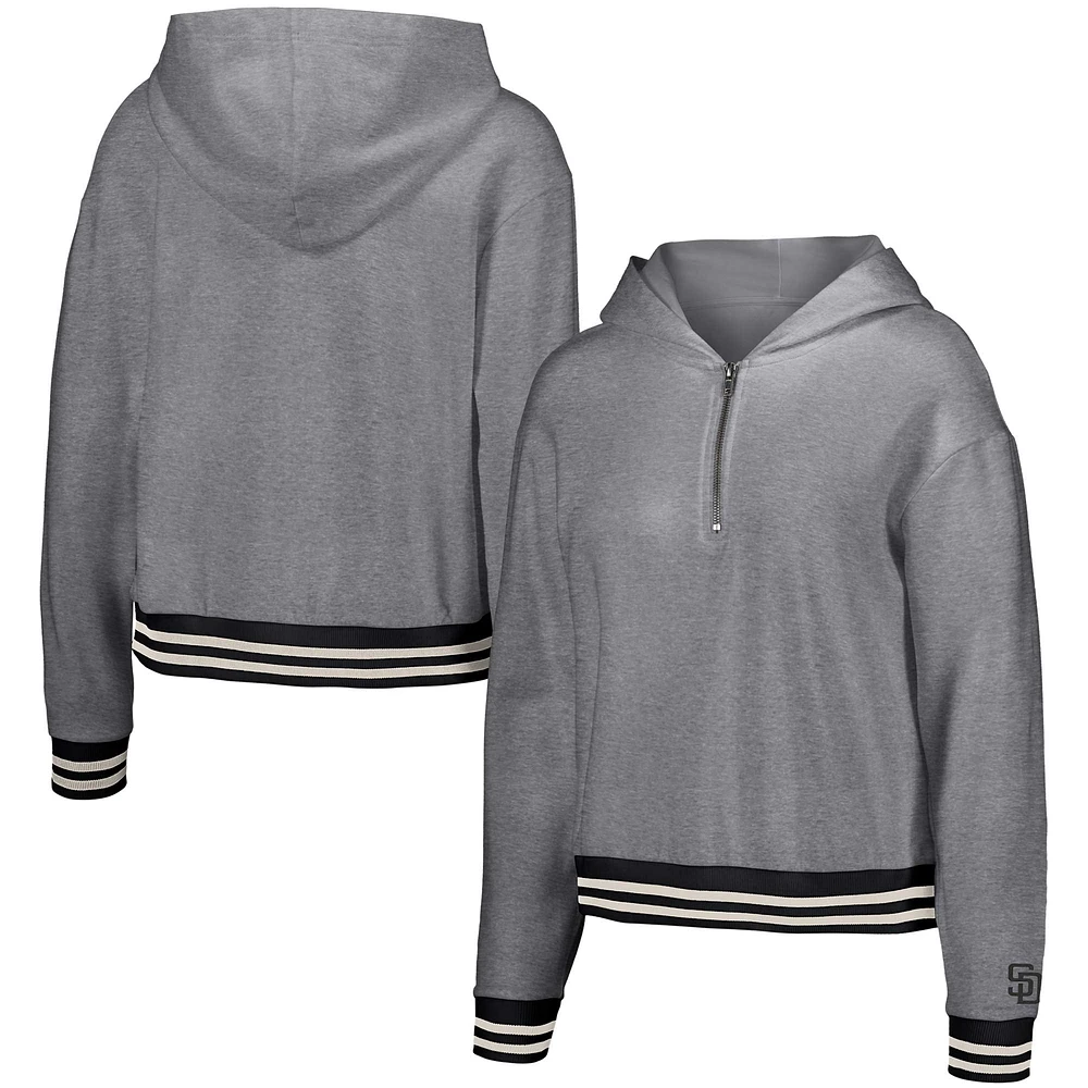 Sweat à capuche gris Lusso San Diego Padres Magnolia trois quarts zippé pour femme