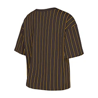 Women's New Era Brown San Diego Padres Boxy Pinstripe T-Shirt