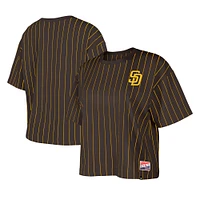 Women's New Era Brown San Diego Padres Boxy Pinstripe T-Shirt